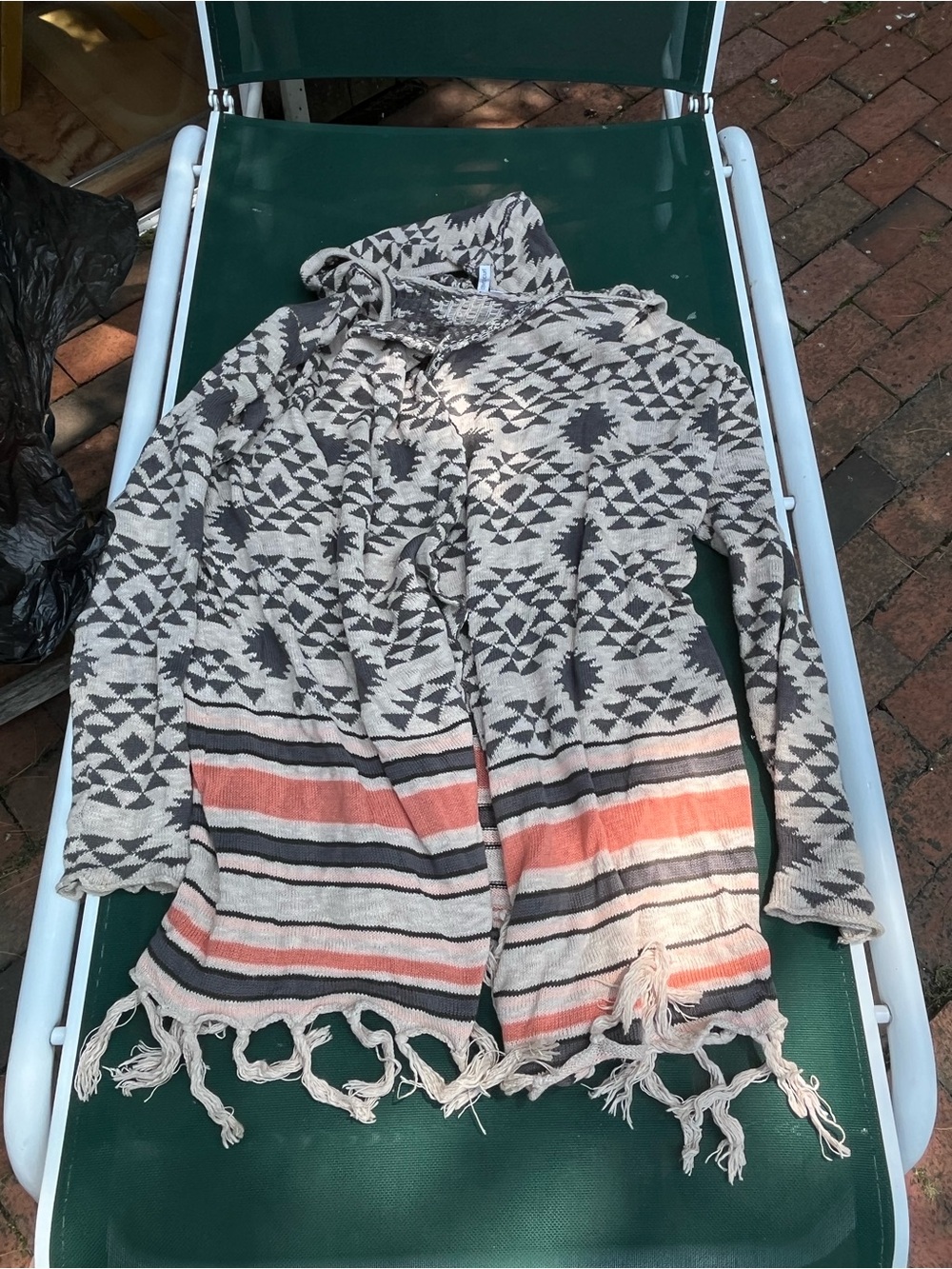 Rip Curl Hooded Tribal hoodie in Cream, Gray and Coral SURF WEAR Sz L - Picture 1 of 8